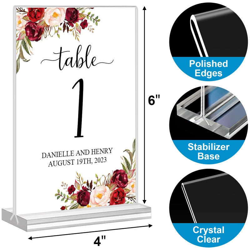 DunGu Acrylic Sign Holder 4x6, 16 Pack Clear Table Double Sided Clear Table Menu Vertical Display Stand Desktop Display Stand Paper Holder Table Sign Holder Suitable for Restaurants Office Store Show Fair - Image 2